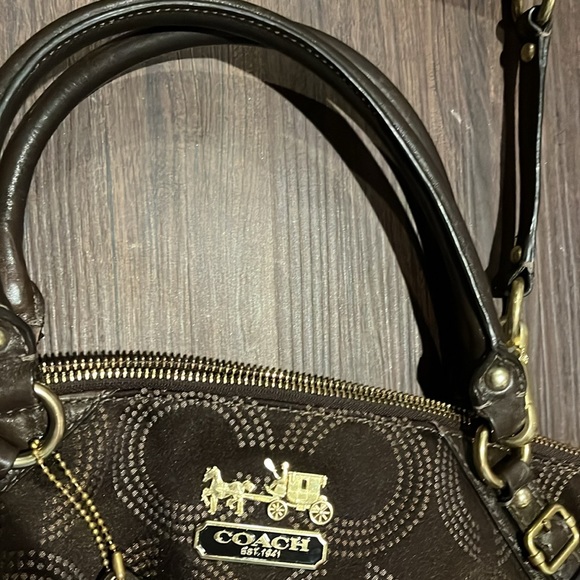 Coach Madison dotted brown satchel - Picture 5 of 15